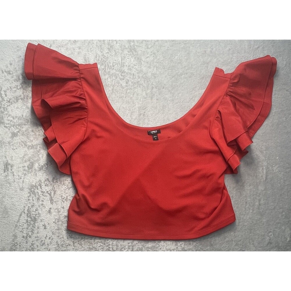 EXPRESS Body Contour High Compression Flutter Sleeve Tee RED Size XL UEC